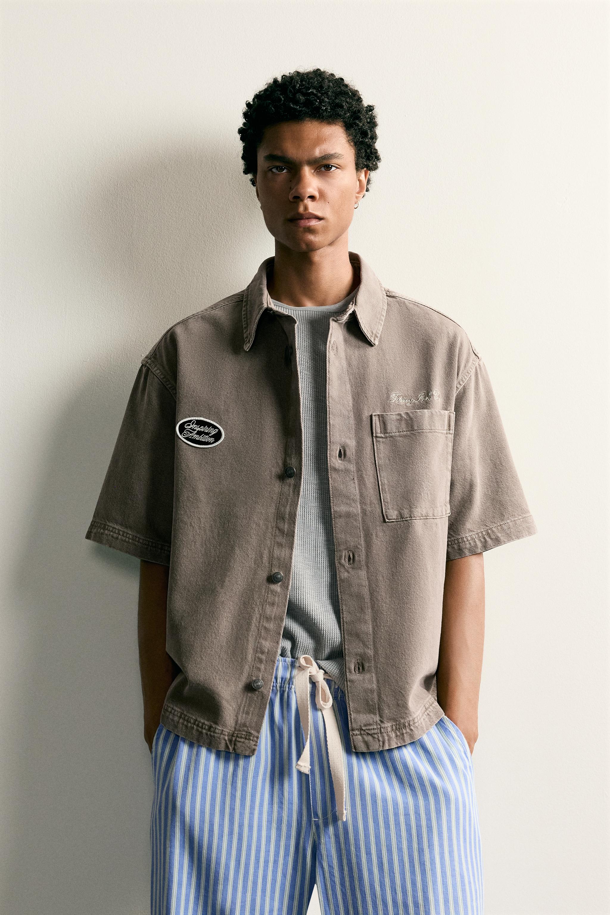 EMBROIDERED PATCH BOXY FIT OVERSHIRT