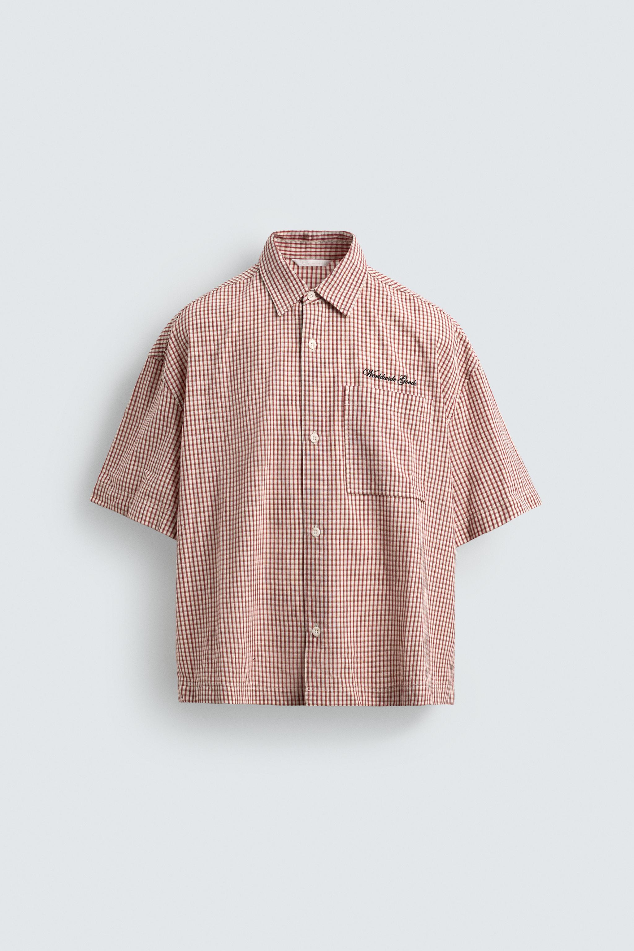 EMBROIDERED PLAID BOXY FIT SHIRT