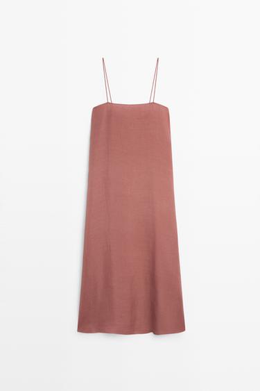 Zara Flowing double-layer midi dress - Clay