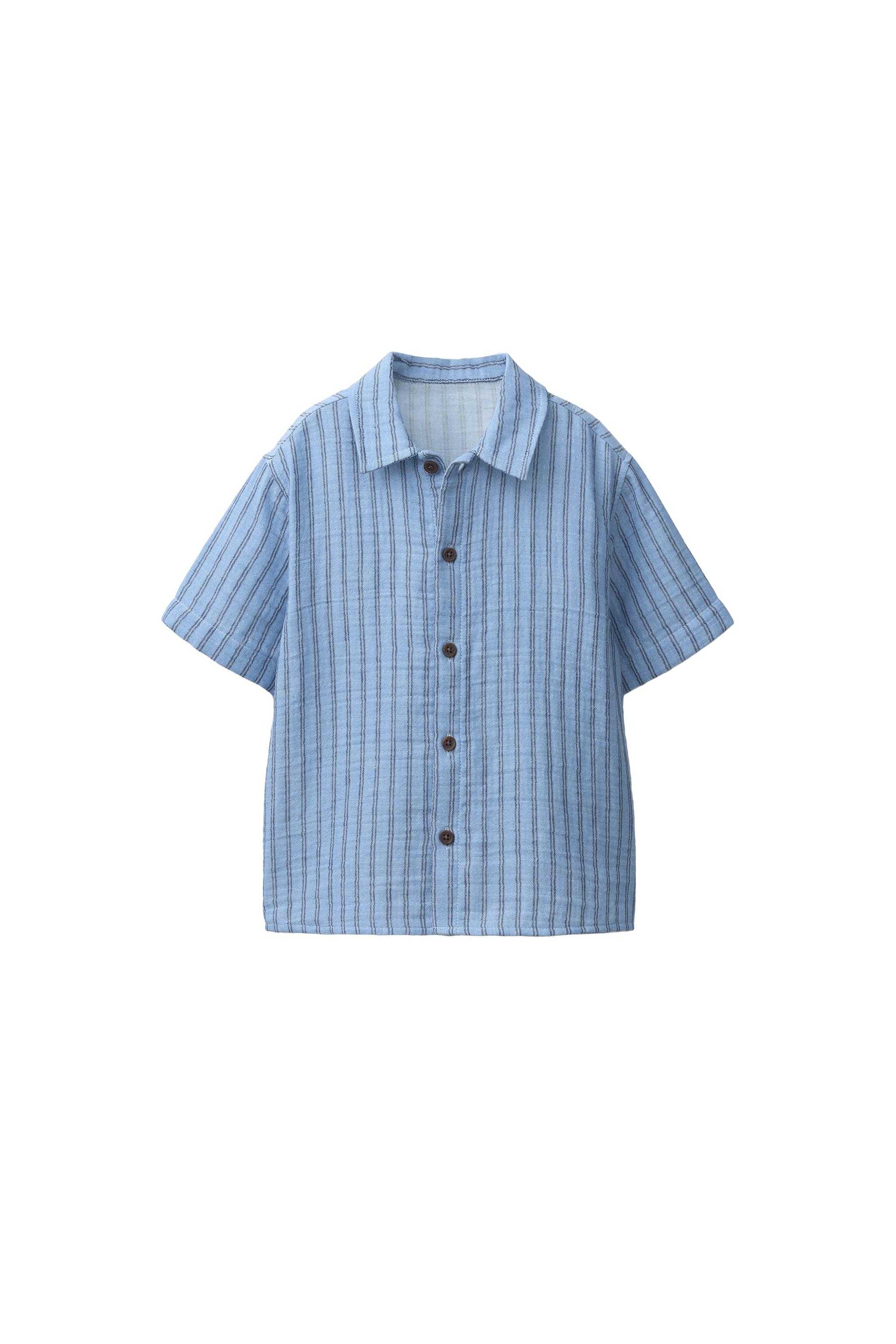 STRIPED TEXTURED SHIRT - Blue | ZARA Canada