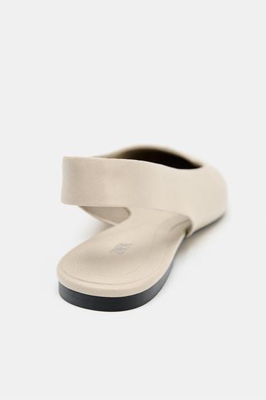 LEATHER SLINGBACK BALLERINA - Ecru White by Zara - Image 6
