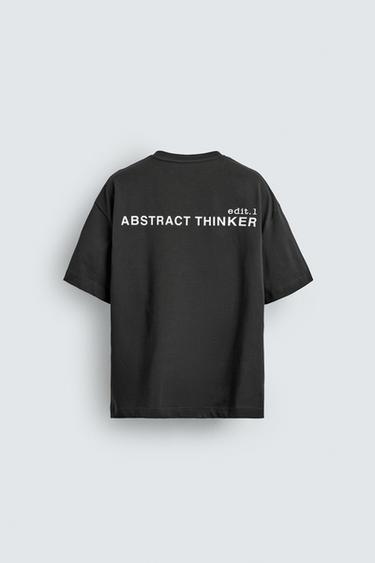 BOXY FIT CONTRAST SLOGAN T-SHIRT - Dark grey by Zara - Image 6