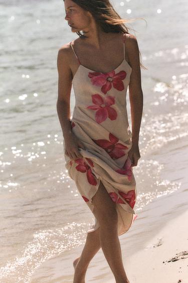 FLORAL DRAPED MIDI DRESS - only one by Zara