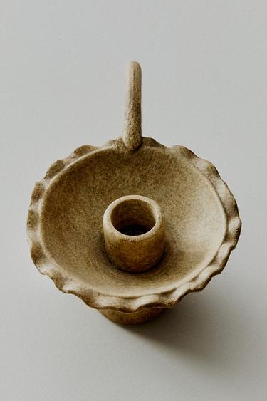 WAVY CERAMIC TEALIGHT HOLDER - Oyster-white by Zara