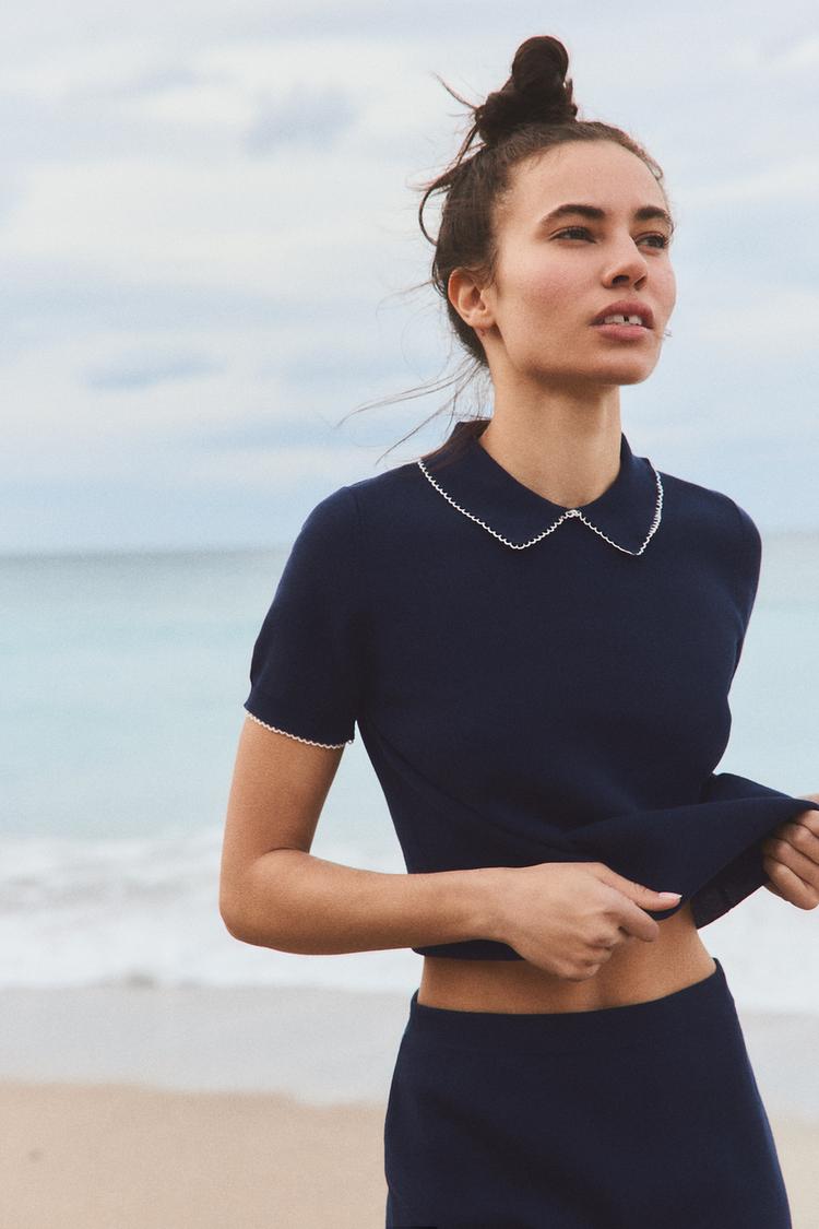 安室さん着用☆ZARAパイピングニットコートMサイズ （リブニット  