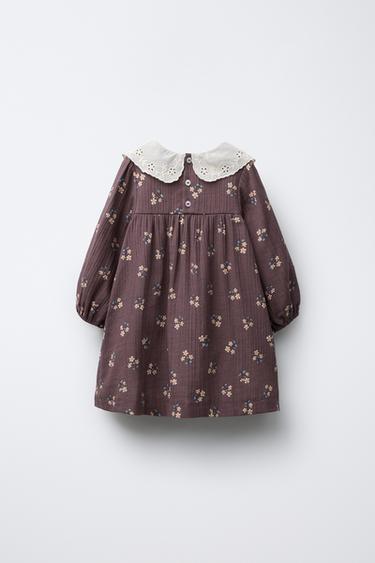 PATTERNED DRESS WITH FLORAL TEXTURE - Dark burgundy by Zara - Image 1