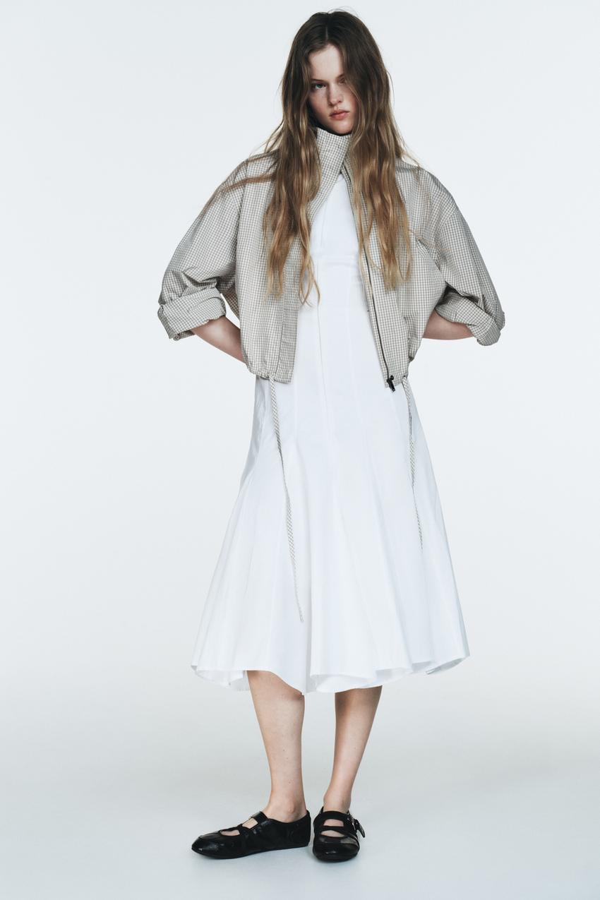 GODET HALTER MIDI DRESS - White | ZARA United States