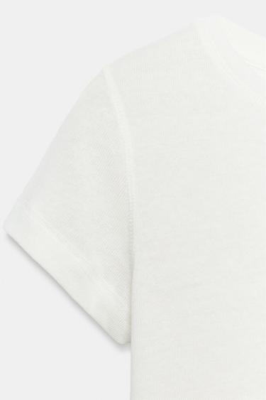 T-SHIRT RUSTIQUE À MANCHES COURTES - Blanc de Zara - Image 6