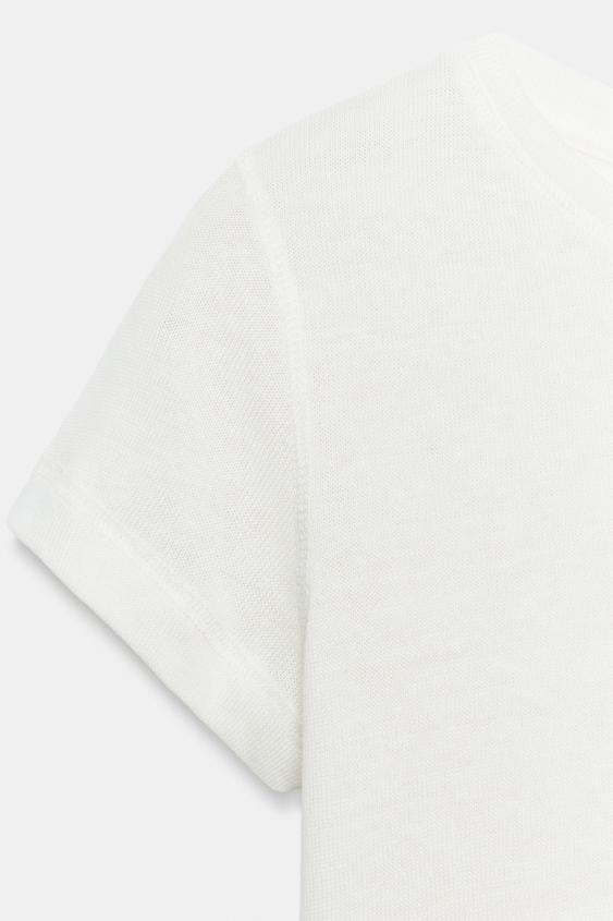 T-SHIRT RUSTIQUE À MANCHES COURTES - Blanc de Zara - Image 6
