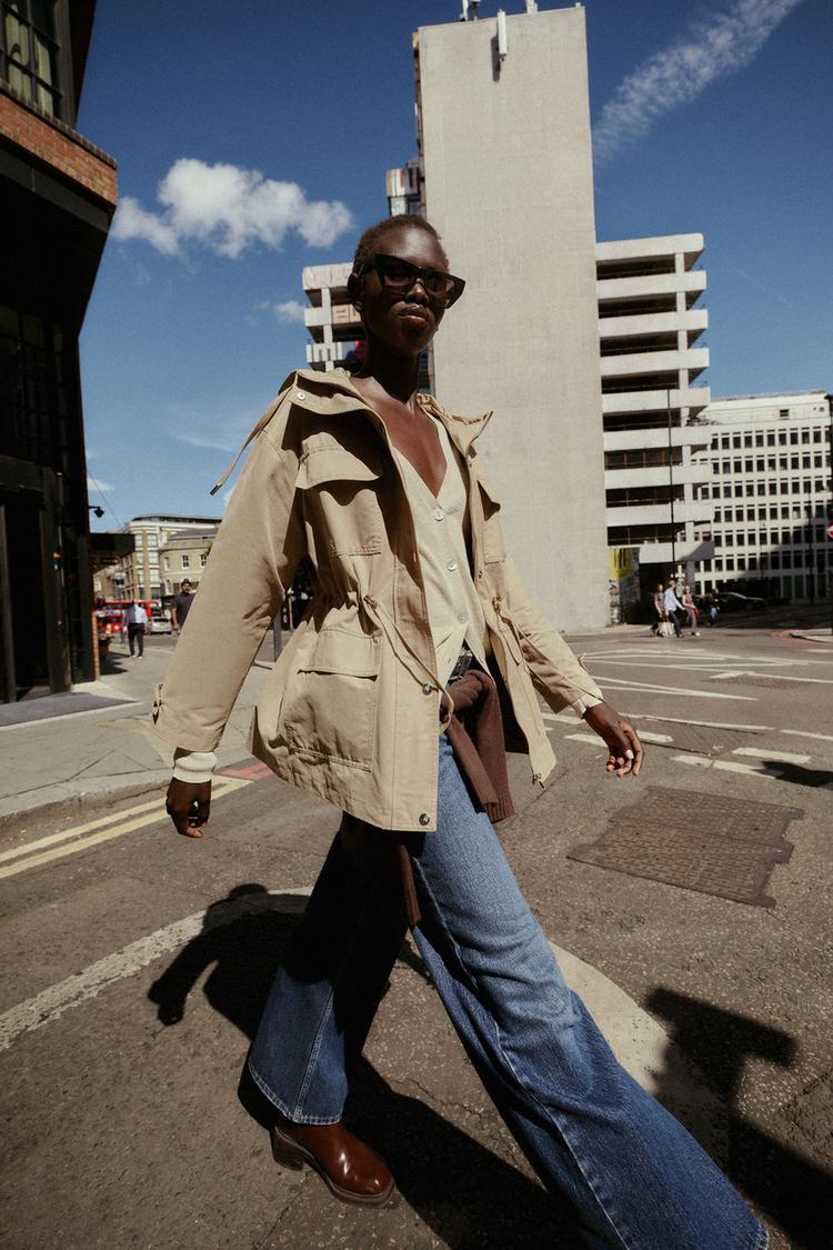 HOODED MULTI-POCKET JACKET camel ZARA Thailand