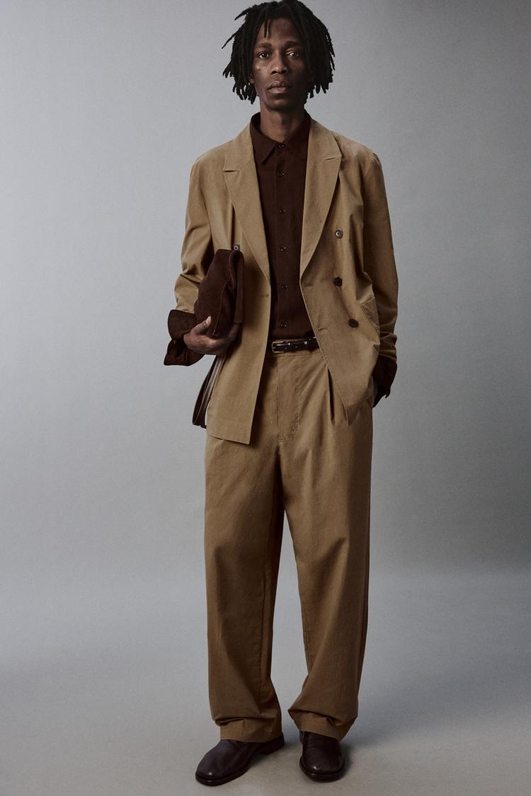ZARA TECHNICAL WIDE-LEG SUIT TROUSERS