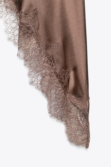 SATIN LACE DRESS - Chocolate by Zara - Image 8