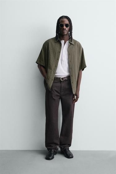 FLOWING TEXTURED SHIRT - Khaki by Zara