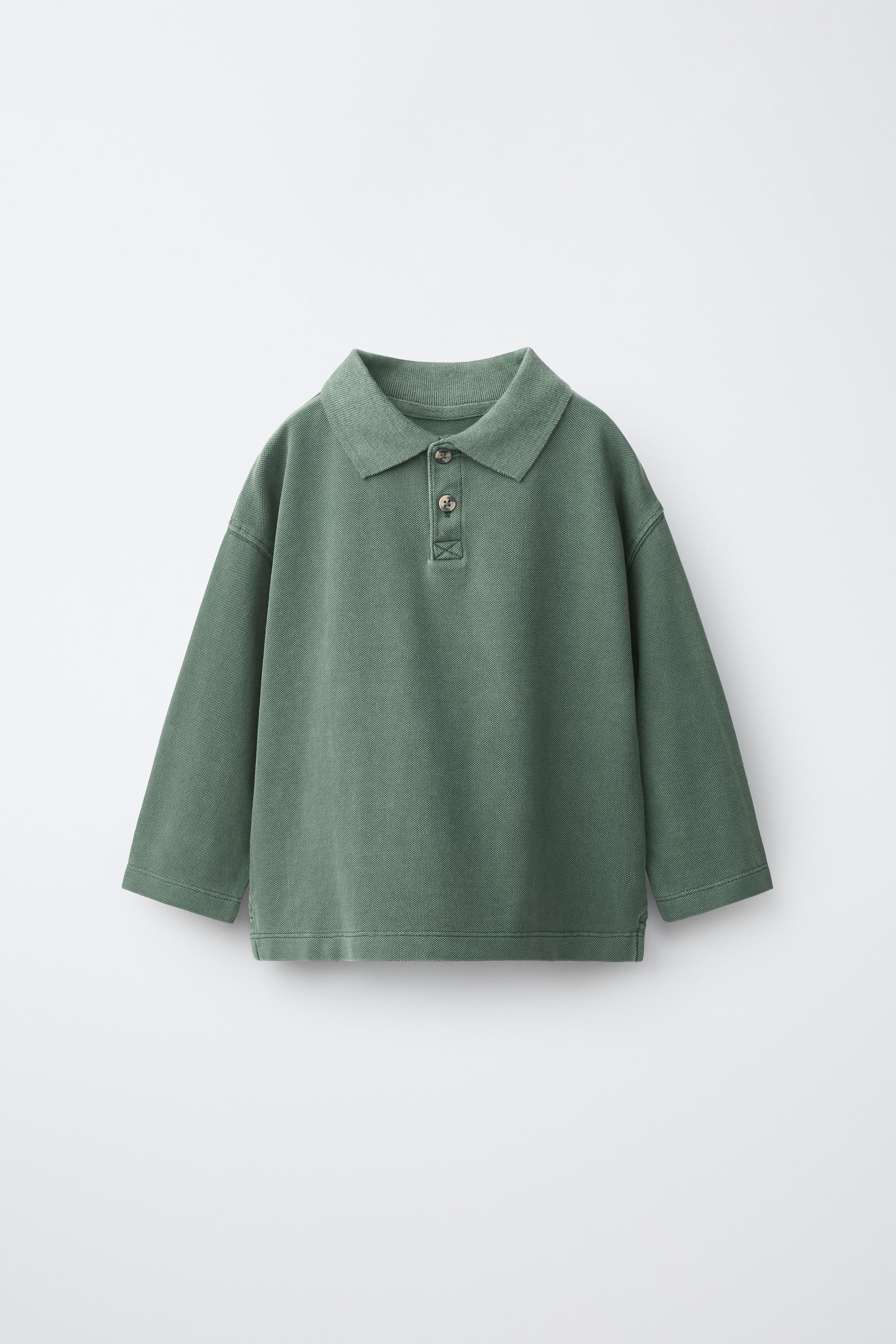 SOLID PIQUÉ POLO SHIRT — Mid-green