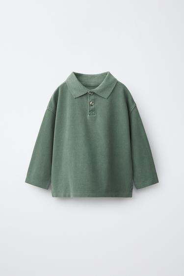 POLO EN PIQUÉ UNI - Vert moyen de Zara