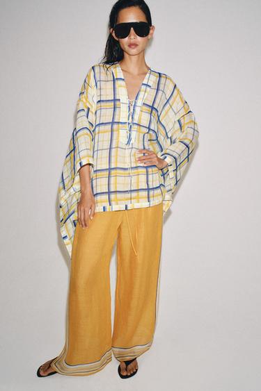 TÚNICA CUADROS RAMIO 100% ZW COLLECTION - Multicolor de Zara - Imagen 0