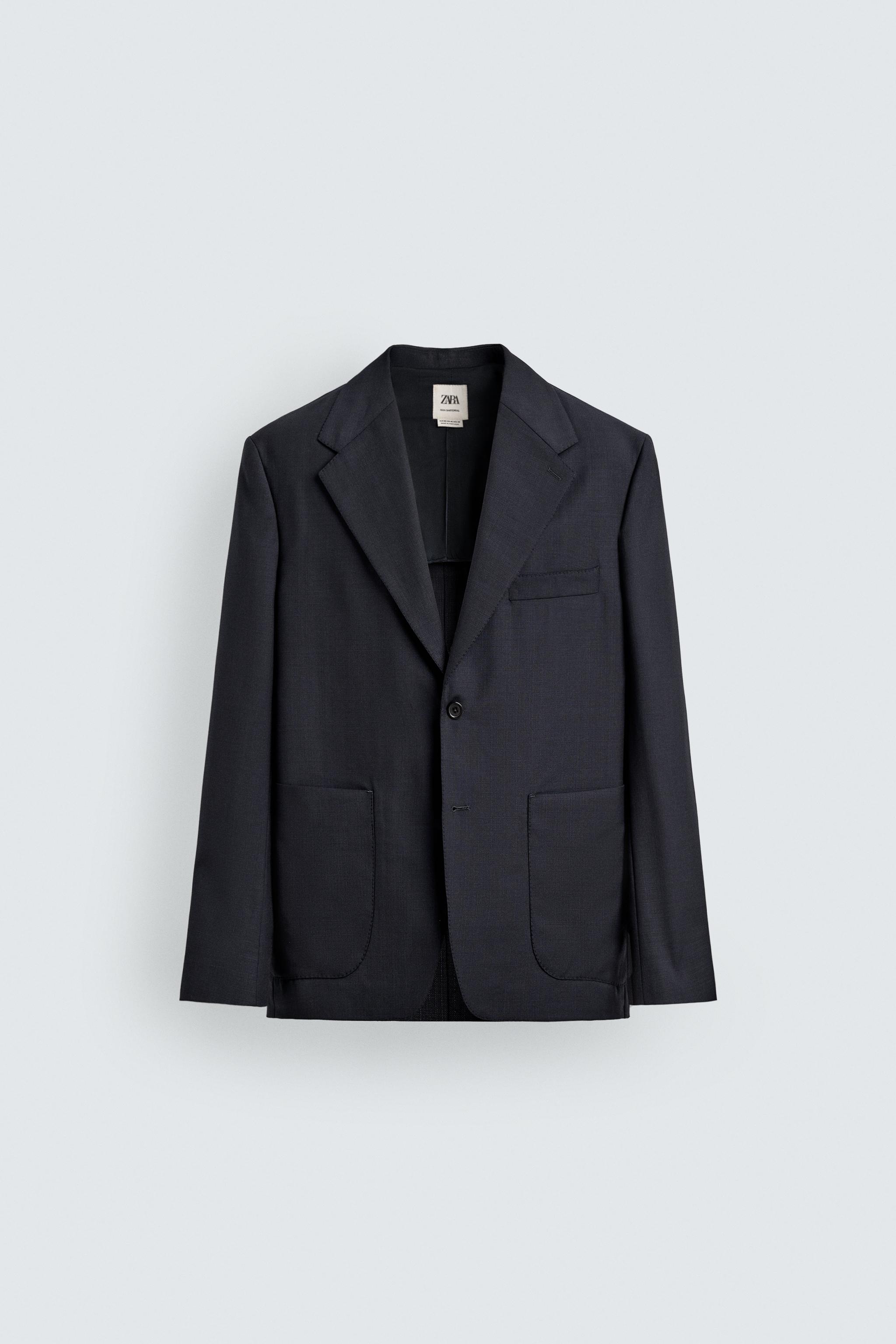 Relaxed FIT 100% Wool Blazer - Navy blue