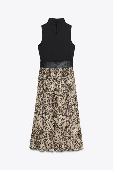 ANIMAL PRINT COMBINATION MIDI DRESS WITH BELT - Leopard by Zara - Image 7