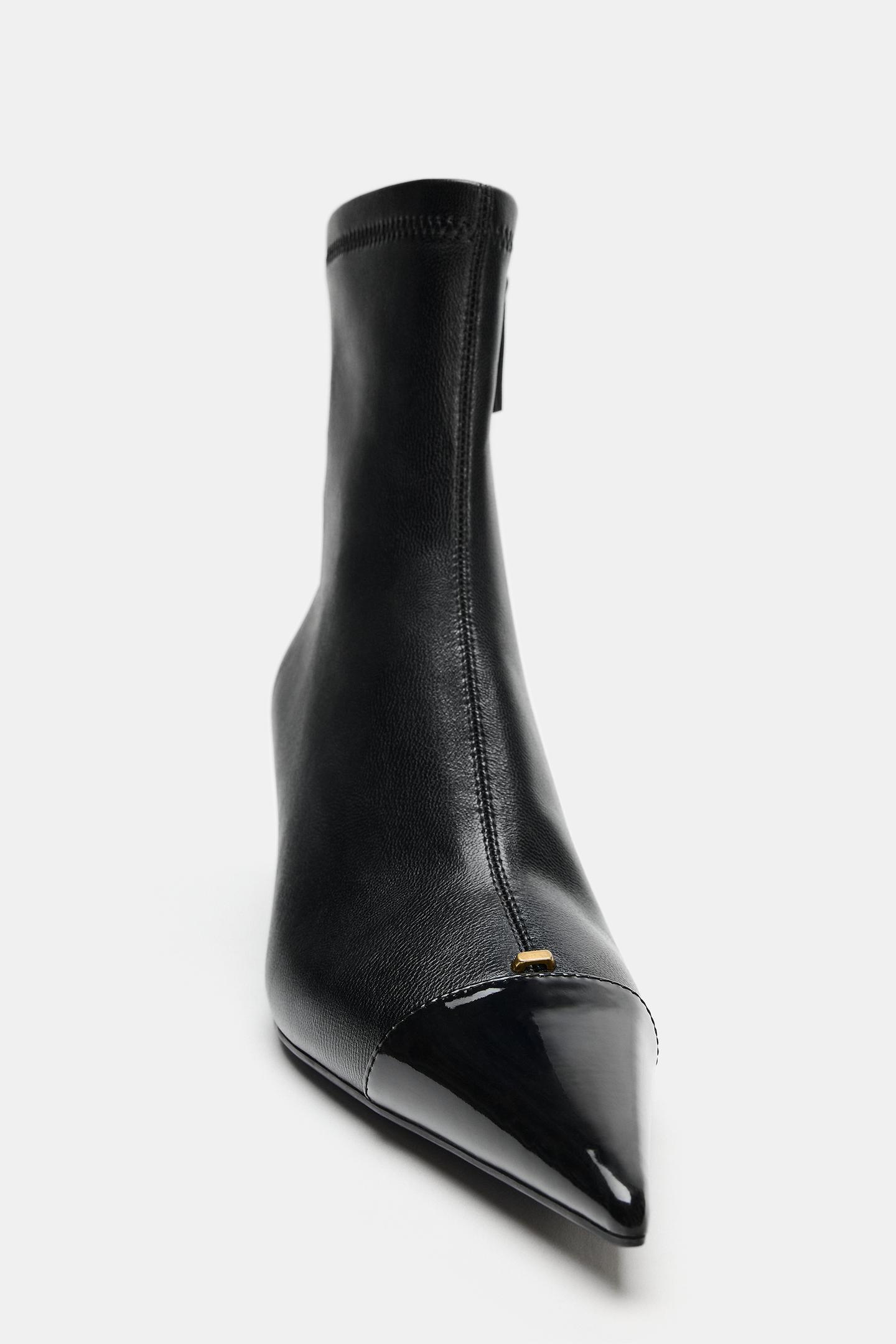 Женские ботинки Zara Contrast Toe Kitten, цвет: Чёрный — фото 6