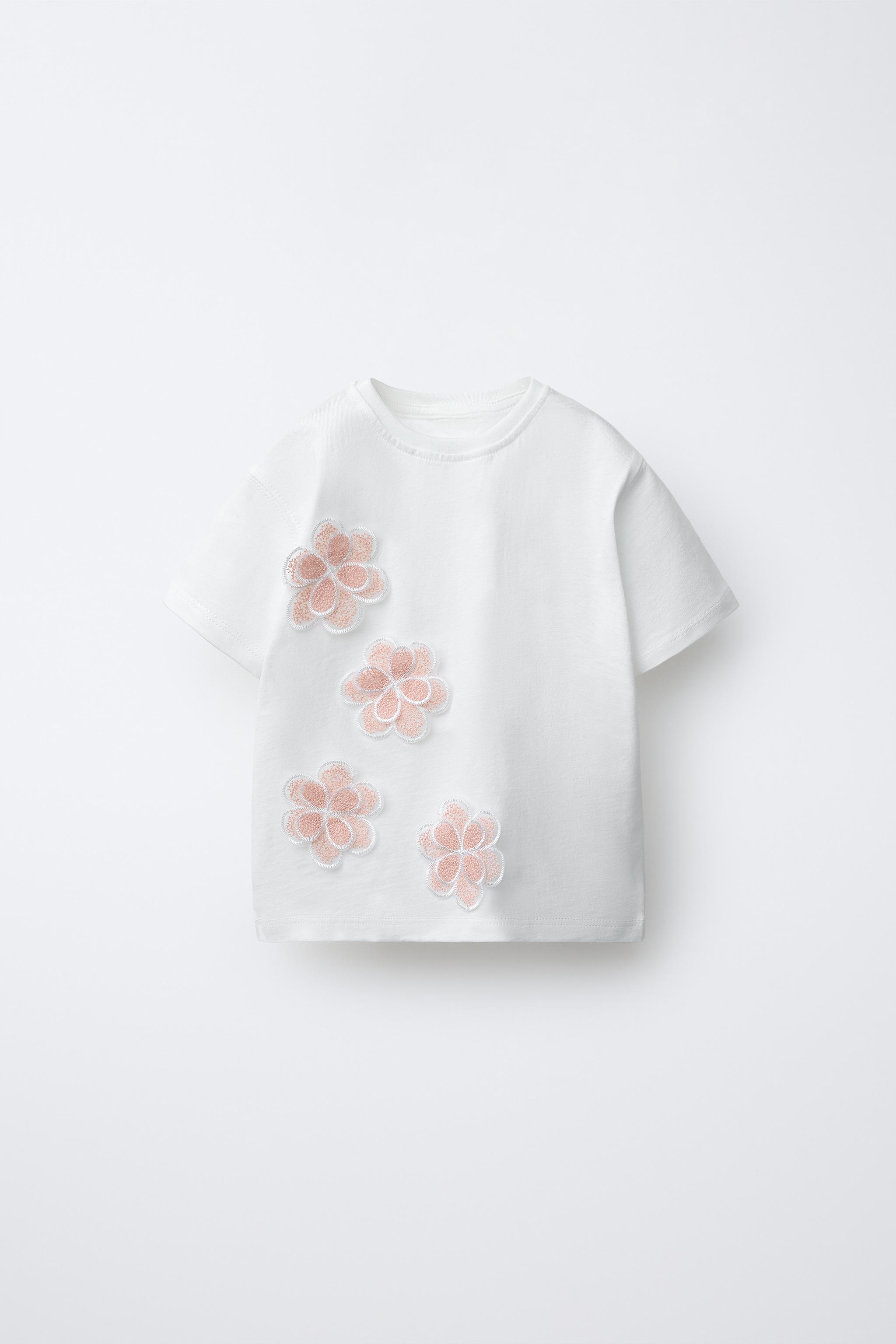 フラワー柄Tシャツ - ホワイト | ZARA Japan / 日本