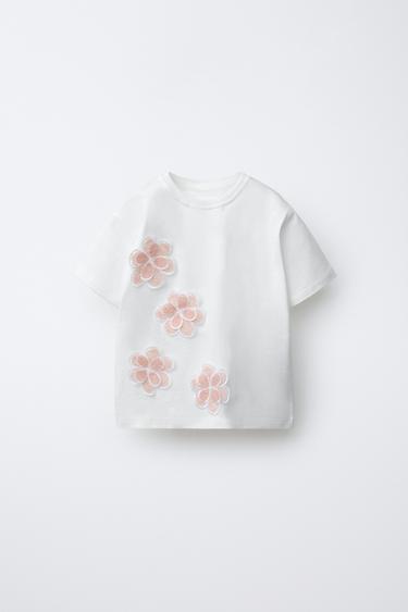 CAMISETA FLORES - Blanco de Zara - Imagen 0