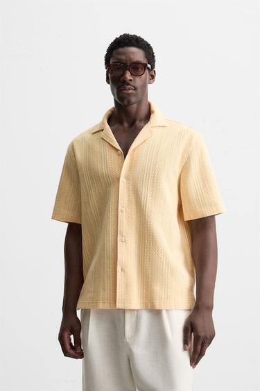 Zara GEOMETRIC JACQUARD SHIRT - Orange