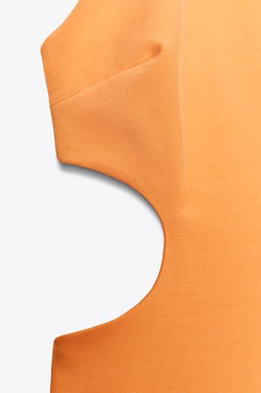 ROBE COURTE HALTÈRE AJOURÉE - Mandarine de Zara - Image 8