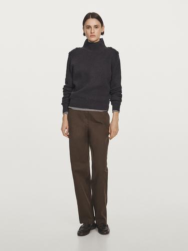 Zara Straight-leg cotton blend trousers - Chocolate