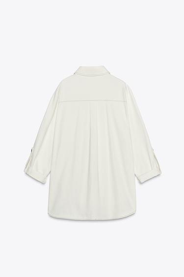 OVERSHIRT WITH CONTRAST TOPSTITCHING - Ecru by Zara - Image 6