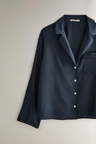 SILK AND COTTON SHIRT - navy by Zara - Image 3