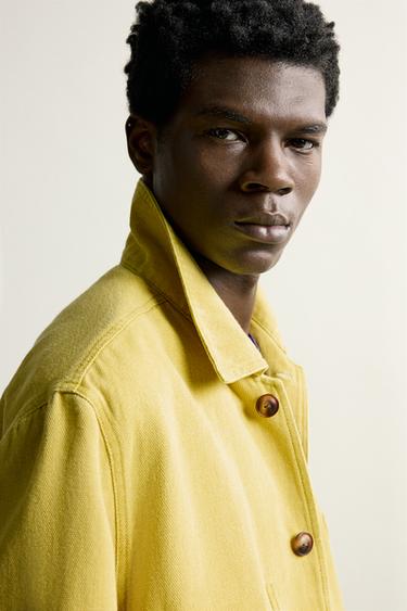 WASHED STRUCTURED RELAXED FIT OVERSHIRT — Yellow 2