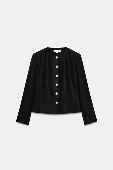 FITTED ROUND NECK BLAZER - Black by Zara