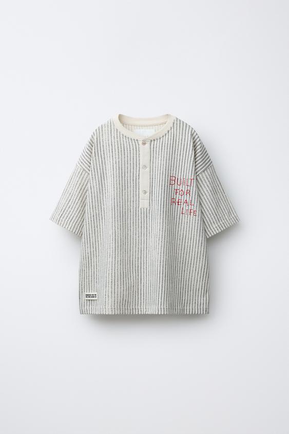 STRIPED T-SHIRT WITH LABEL - striped by Zara - Image 0