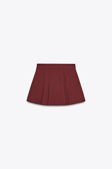 CULOTTES WITH PLEATED DETAIL - Burgundy by Zara