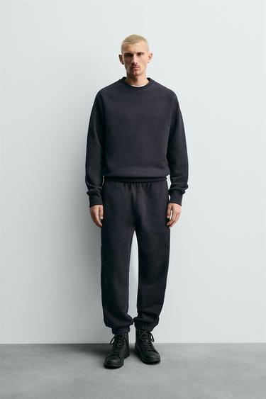 Zara REGULAR FIT JOGGING PANTS WITH PIPING - Dark navy