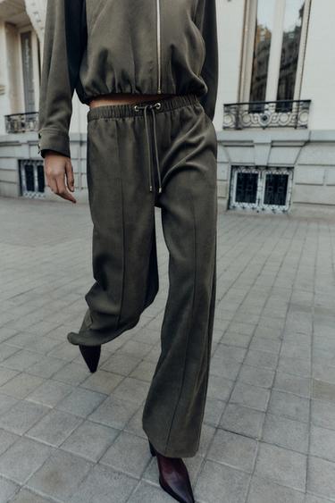 PANTALÓN ANCHO CINTURA ELÁSTICA - Khaki de Zara