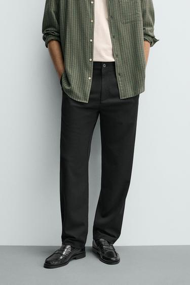 COMFORT STRAIGHT-LEG TROUSERS - Black by Zara