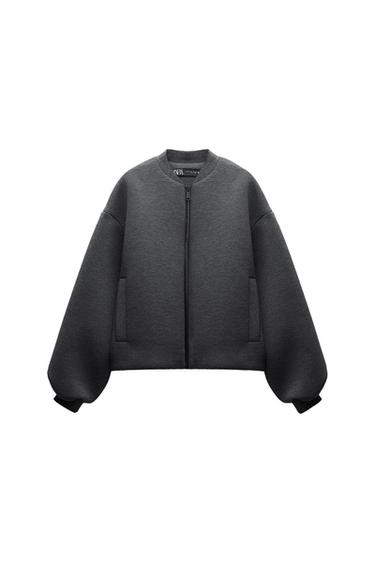 NEOPRENE EFFECT BOMBER JACKET