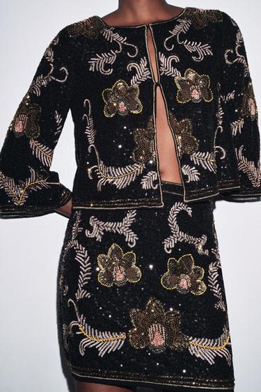 CAPE JACKET WITH EMBROIDERY - Black by Zara - Image 5