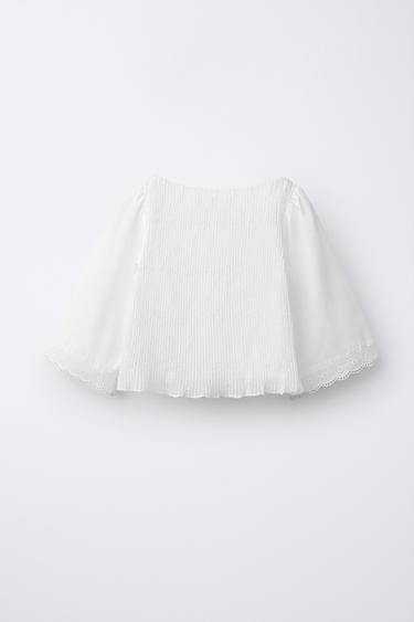 TOP PLISSÉ DENTELLE - Blanc de Zara - Image 1