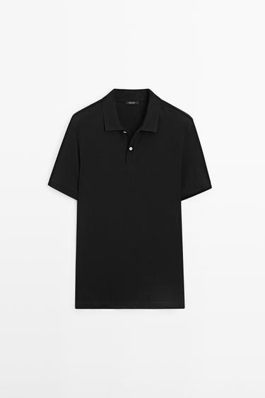 Polo piqué micro estructura algodón - Negro de Zara