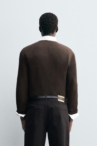 PULL LÉGER COL BOULANGER - Marron de Zara - Image 2