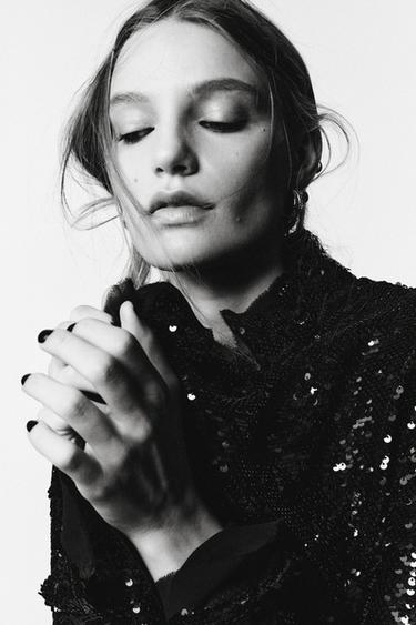 MANTEAU PAILLETTES ÉDITION LIMITÉE - Noir de Zara - Image 1