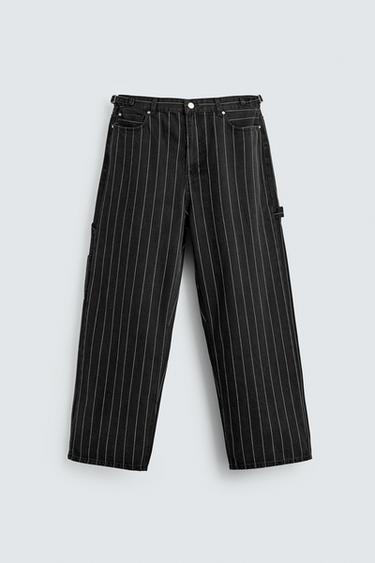 STRIPED BALLOON FIT TROUSERS - Black by Zara