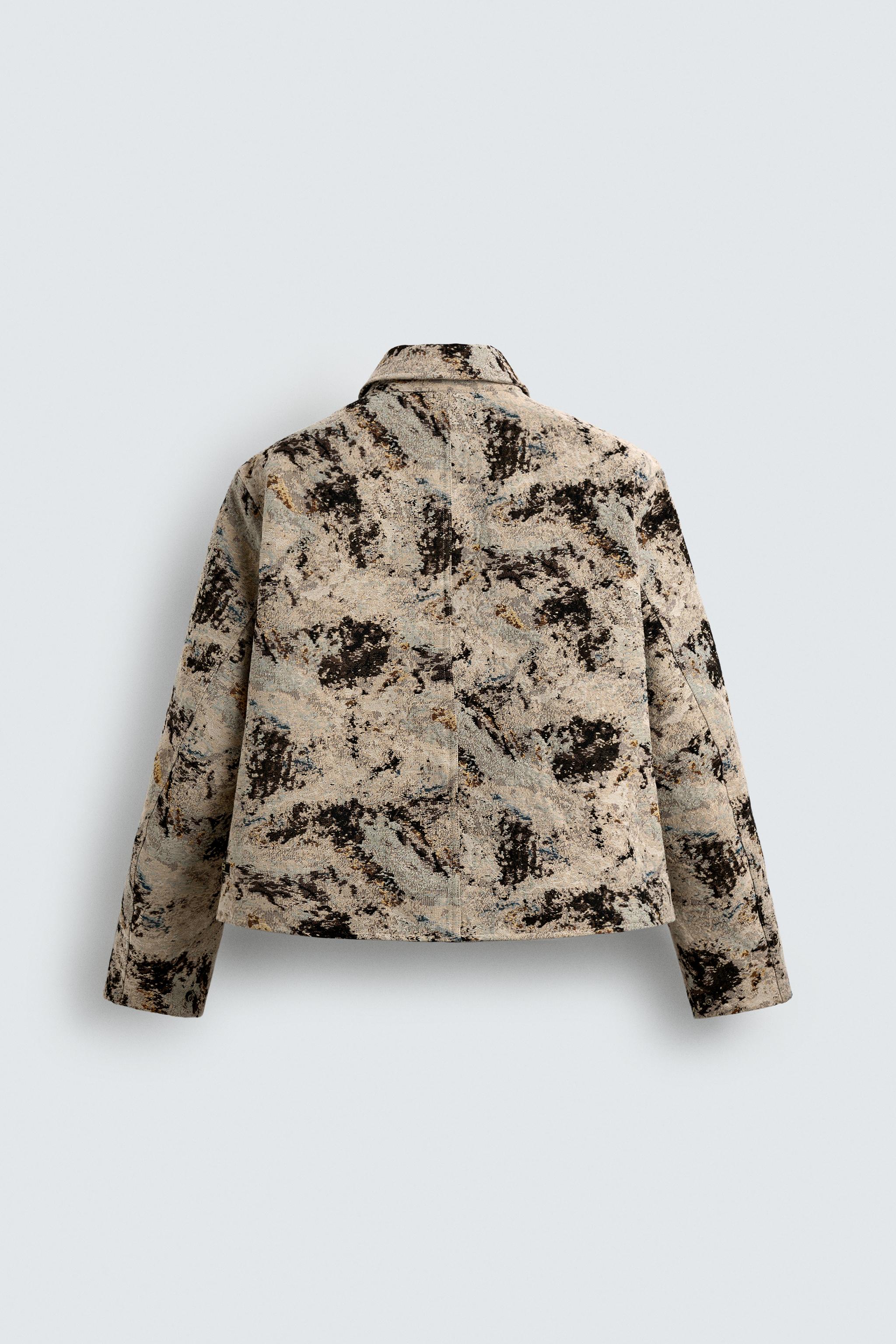 TEXTURED JACQUARD JACKET - Brown / Ecru | ZARA Canada