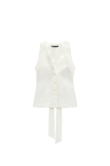 LINEN BLEND HALTER TOP
