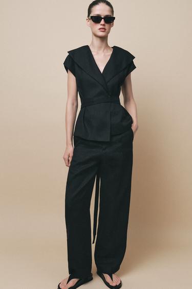 ZW COLLECTION LINEN BLEND TROUSERS - Black by Zara - Image 0