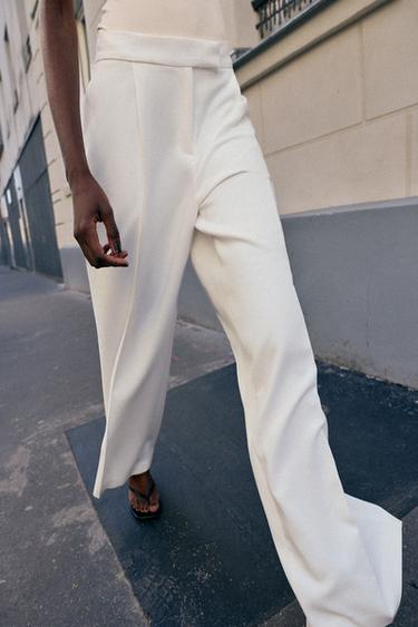 WIDE-LEG TROUSERS WITH DARTS - Oyster-white by Zara