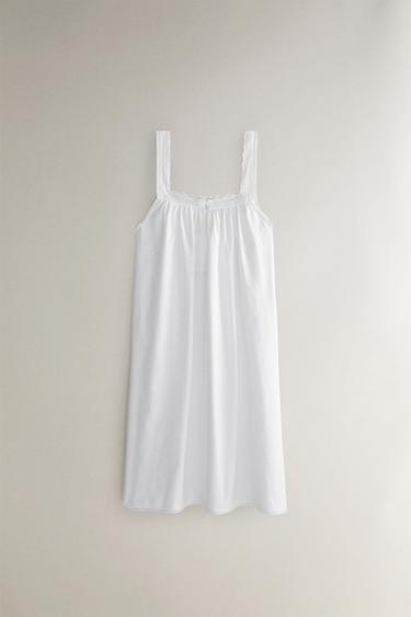 LACE COTTON NIGHTDRESS - White by Zara - Image 0