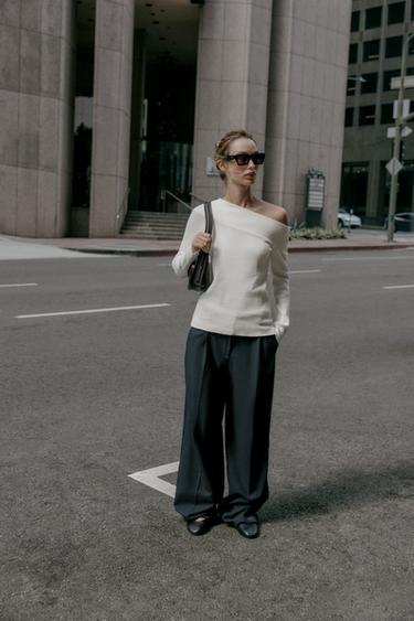 SOFT RIBBED ASYMMETRIC TOP - Ecru by Zara - Image 0